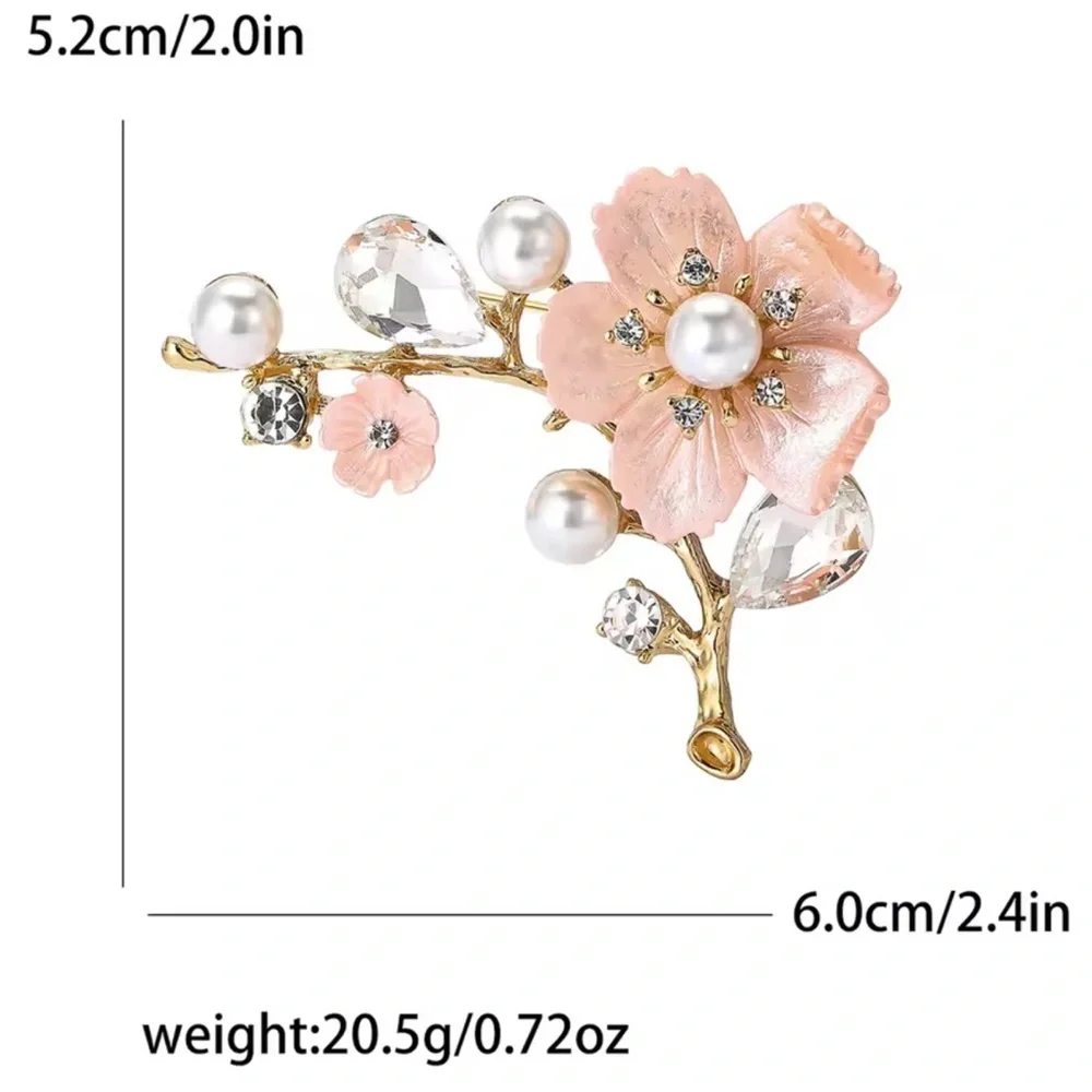 Stunning Blush Pink Floral Brooch ✨ Pearl Crystal Luxury Pin